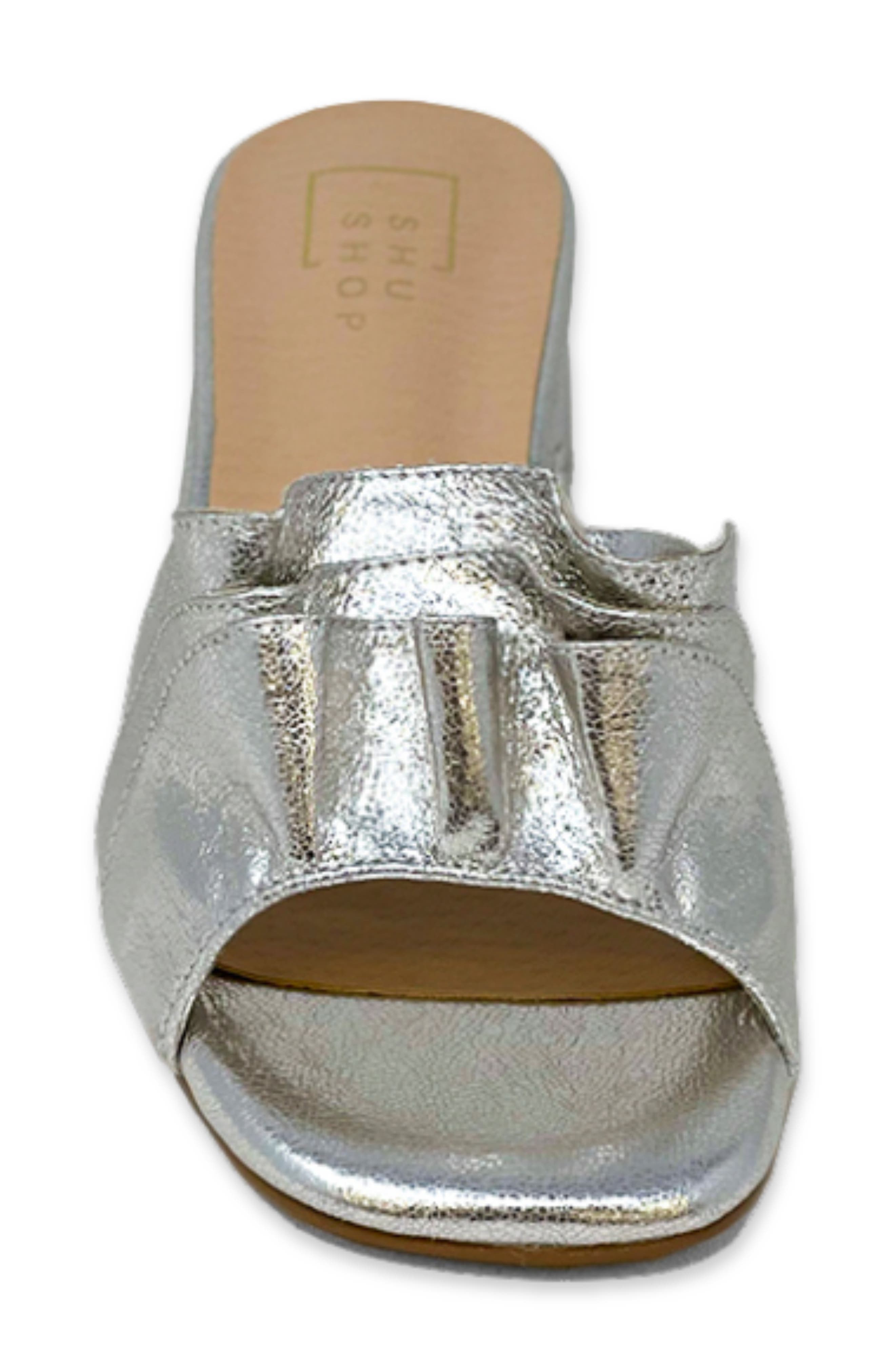 SHUSHOP Frances Slide Sandal, Alternate, color, Silver