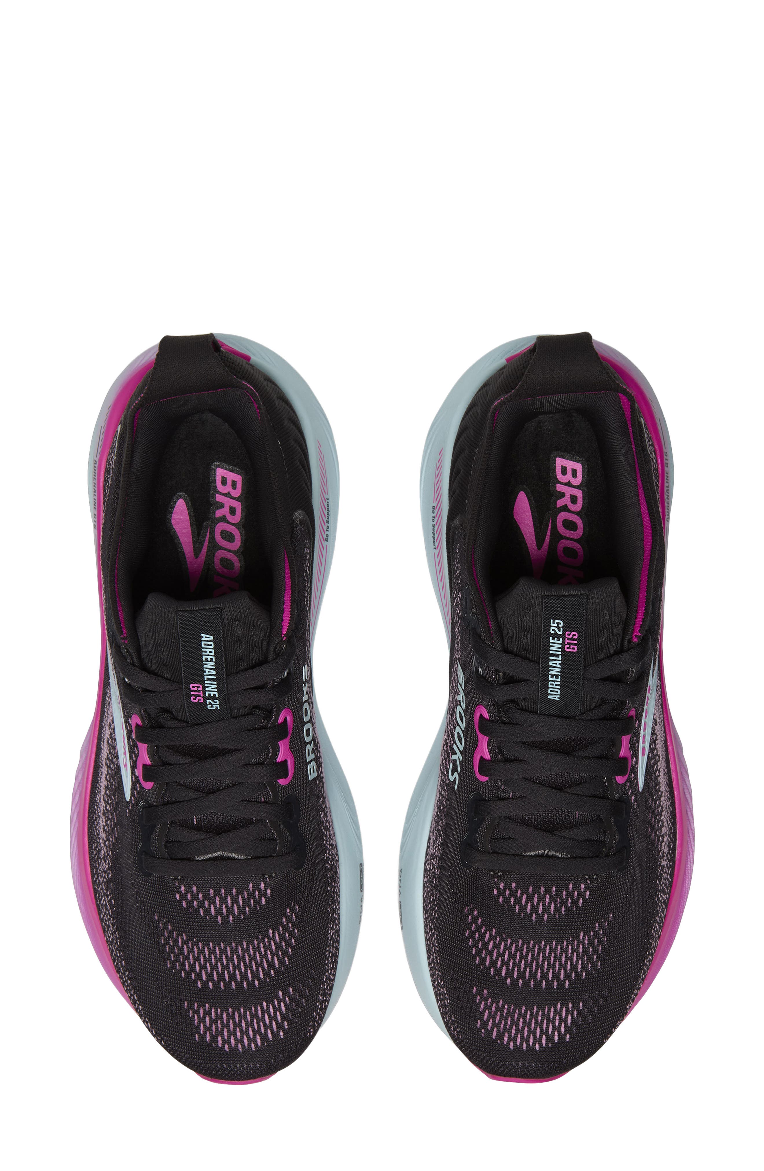 Brooks Adrenaline GTS 25 Running Shoe, Alternate, color, Black/ Cyber Pink/ Iced Aqua