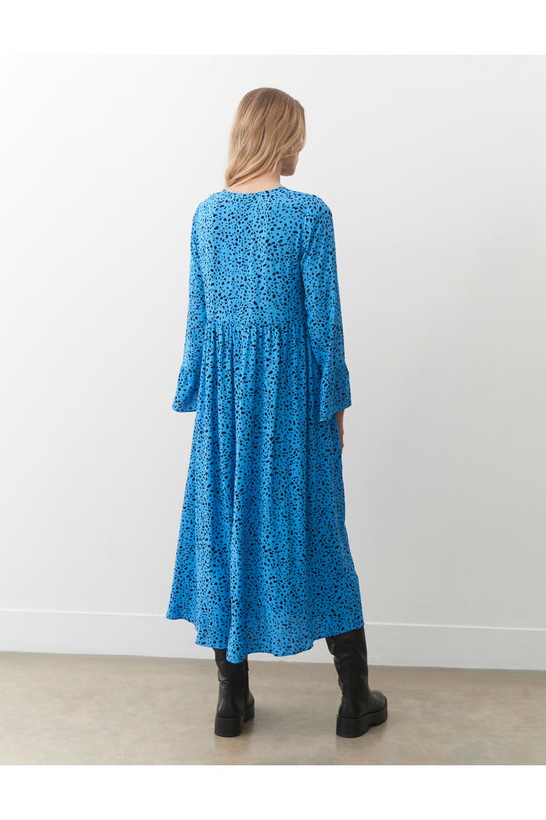 Laura V-Neck Animal Print Midi Dress, Alternate, color, Blue Animal