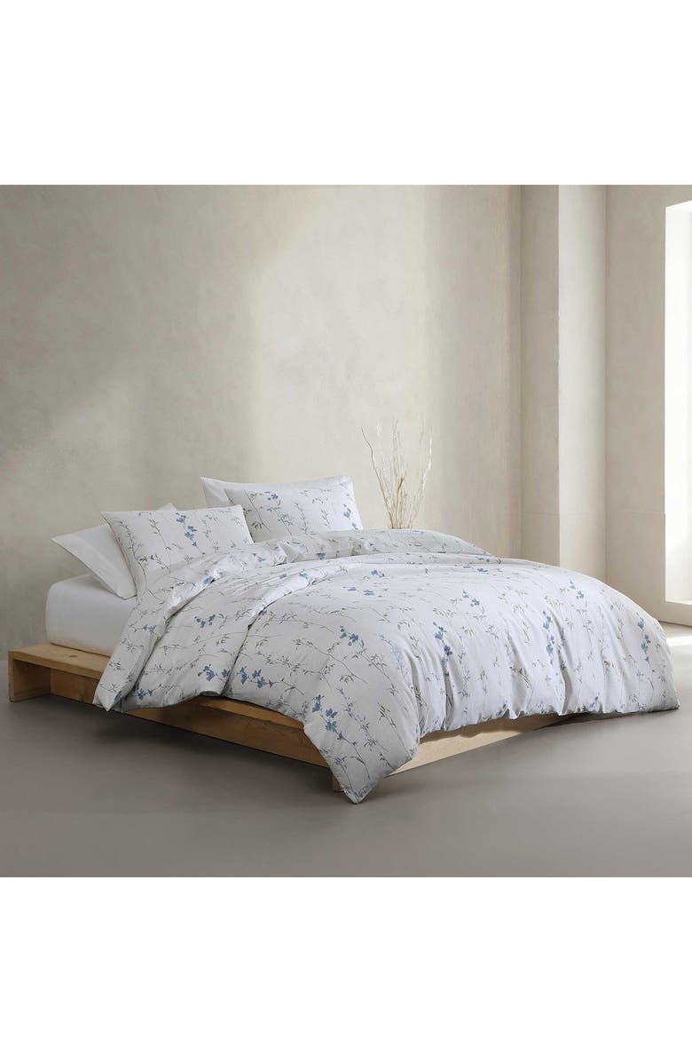 Calvin Klein Wildflower 300 Thread Count Cotton Comforter & Shams Set, Alternate, color, Parchment/ Blue