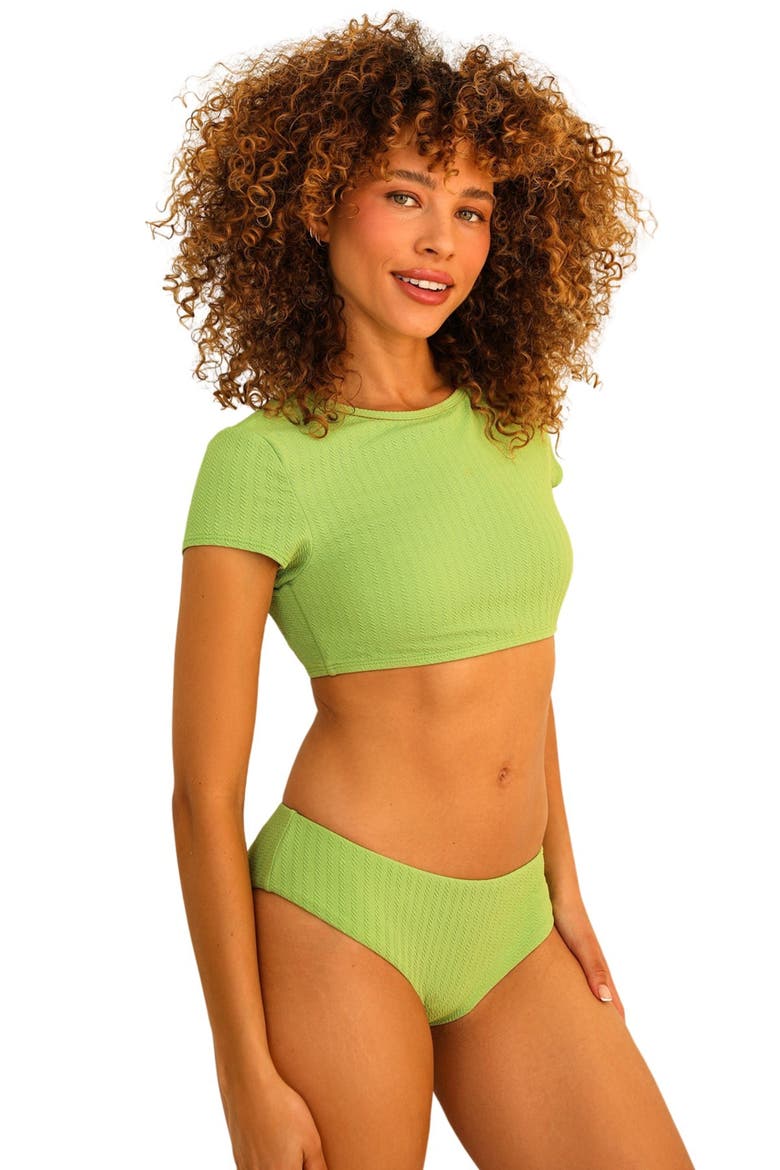 Joni Short Cap Sleeve Bikini Top, Alternate, color, Avocado