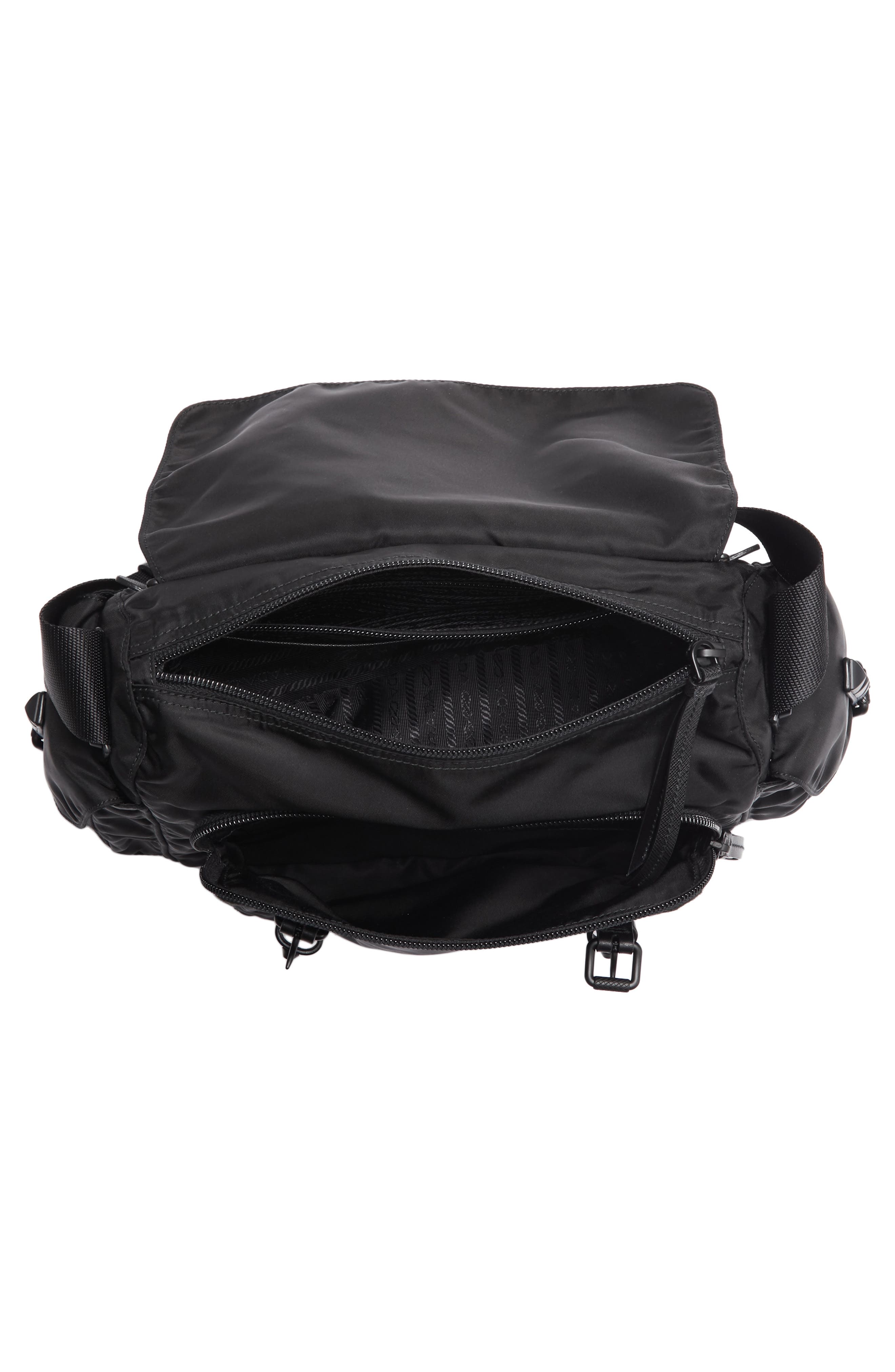 Prada Studded Nylon Messenger Bag, Alternate, color, 