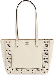 Valentino Garavani Mini Nellcôte Grommet Leather Tote