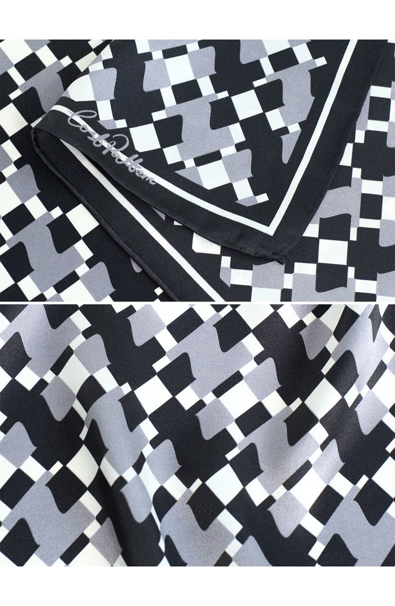 Lost Pattern "Houndstooth Moderne" Silk Bandana Scarf, Alternate, color, Grey