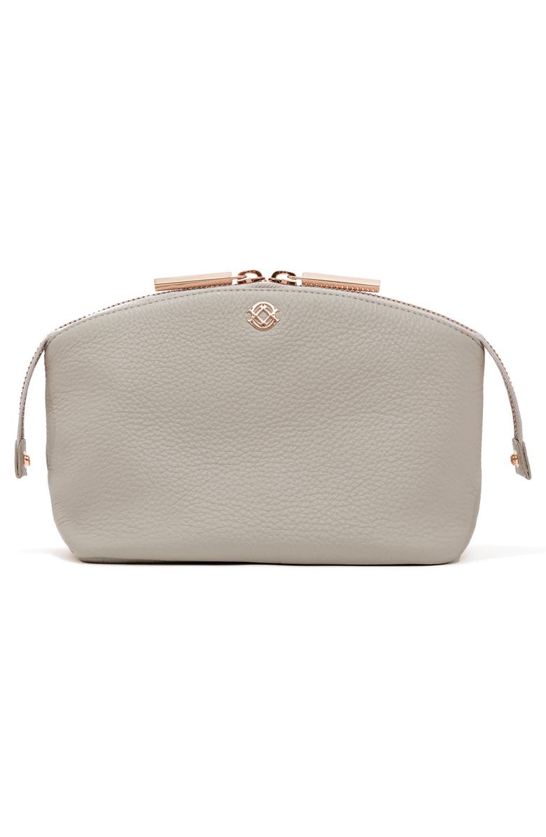Dagne Dover Large Lola Leather Cosmetics Pouch, Alternate, color, Bone
