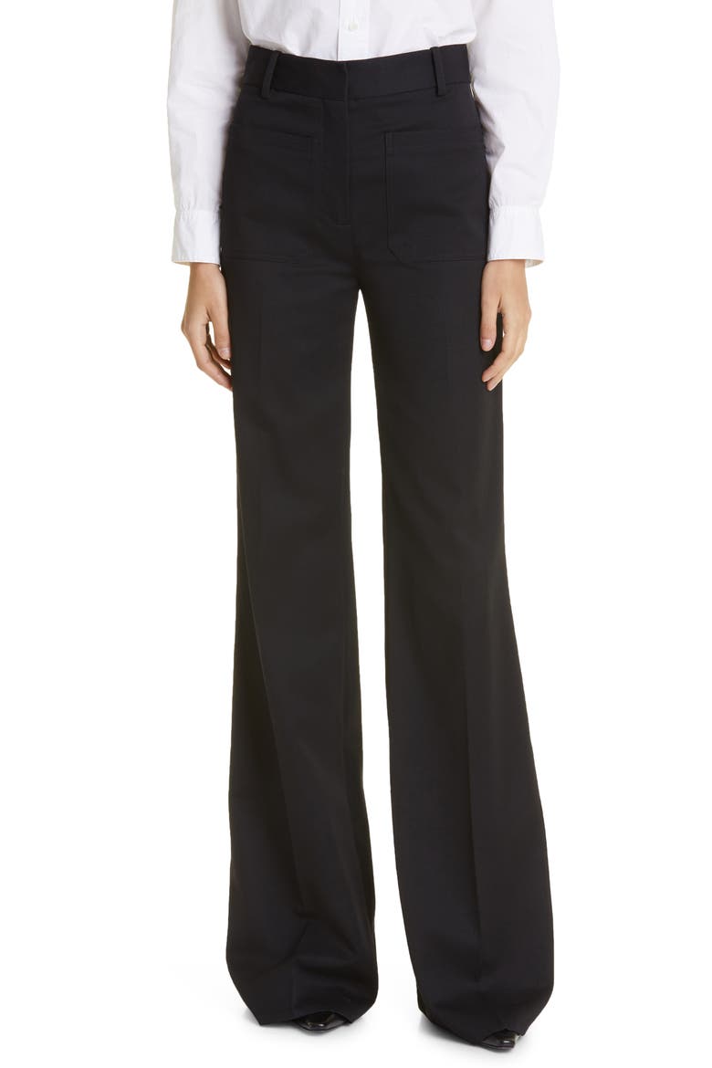 Christophe Wide Leg Virgin Wool Pants, Main, color, BLACK