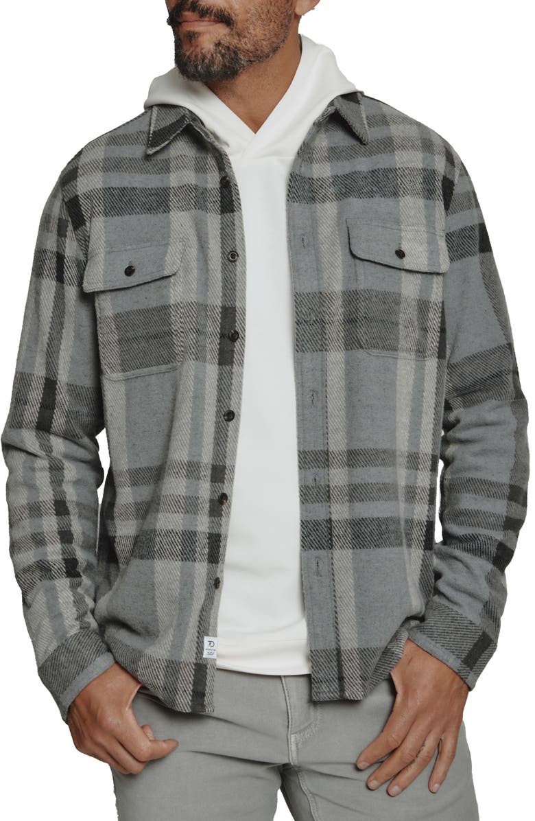 7 Diamonds Generation Plaid Stretch Button-Up Shirt, Main, color, Grey