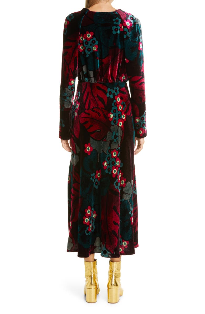 Dries Van Noten Depo Floral Long Sleeve Velvet Dress, Alternate, color, 