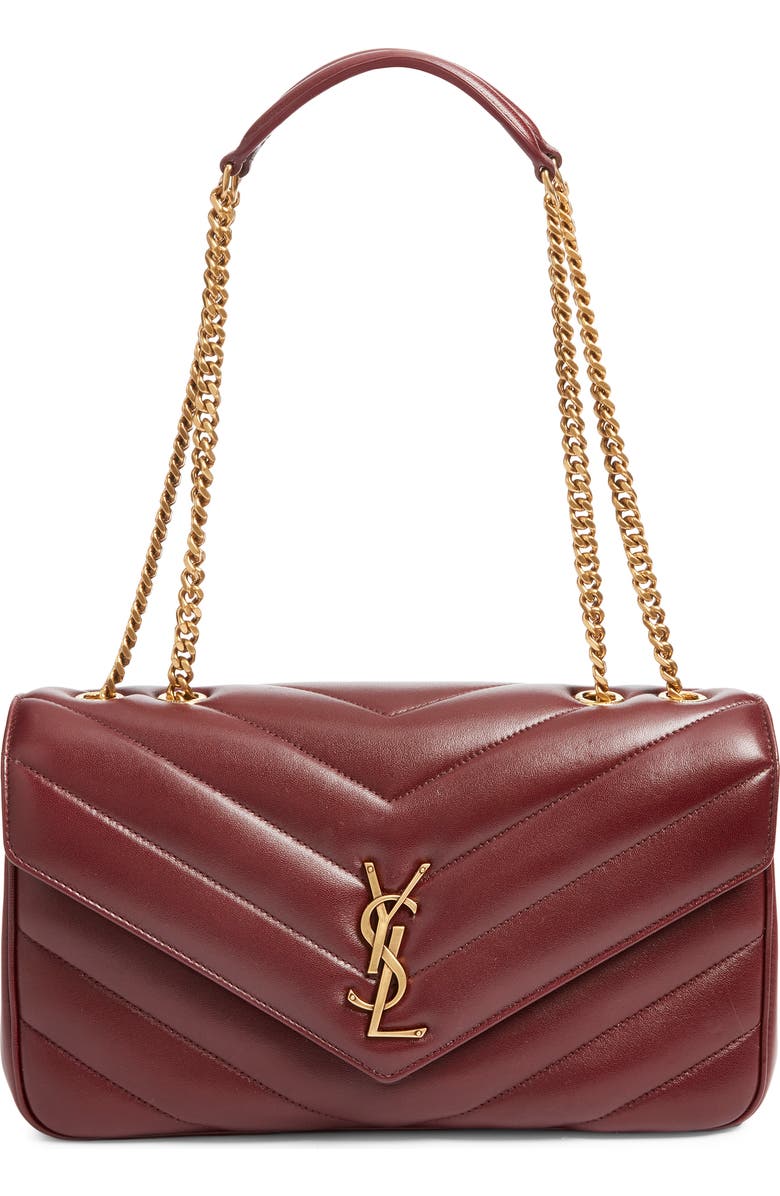 Saint Laurent Medium Loulou Quilted Leather Shoulder Bag, Main, color, Rouge Cabernet