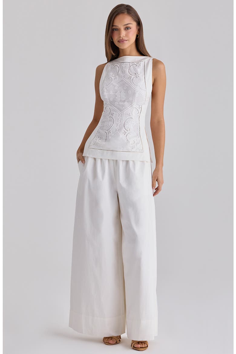 Valencia Broderie Anglaise Boat Neck Top, Alternate, color, WHITE