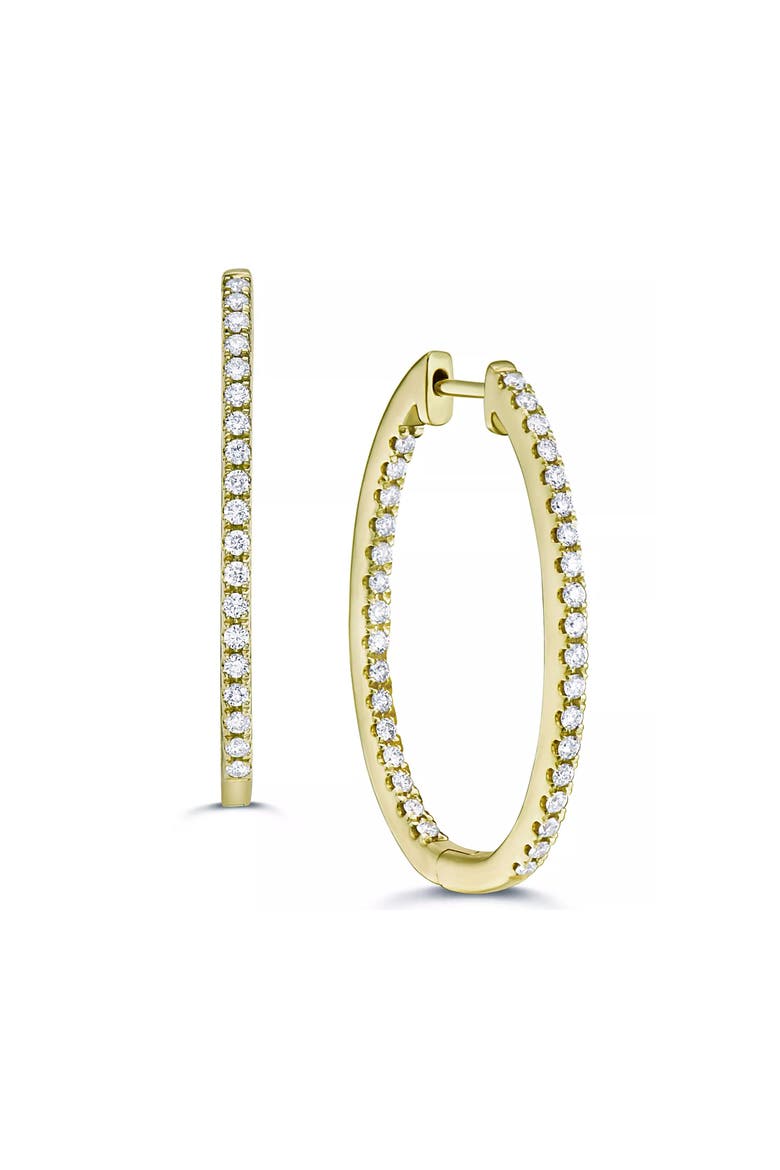 14K Gold Inside Out Diamond Hoop Earrings, Main, color, Yellow Gold