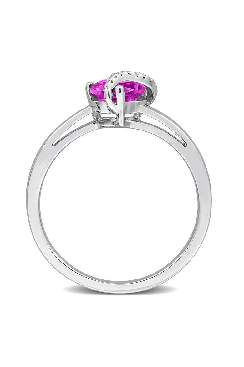 Semiprecious Stone & Diamond Heart Ring, Alternate, color, PINK