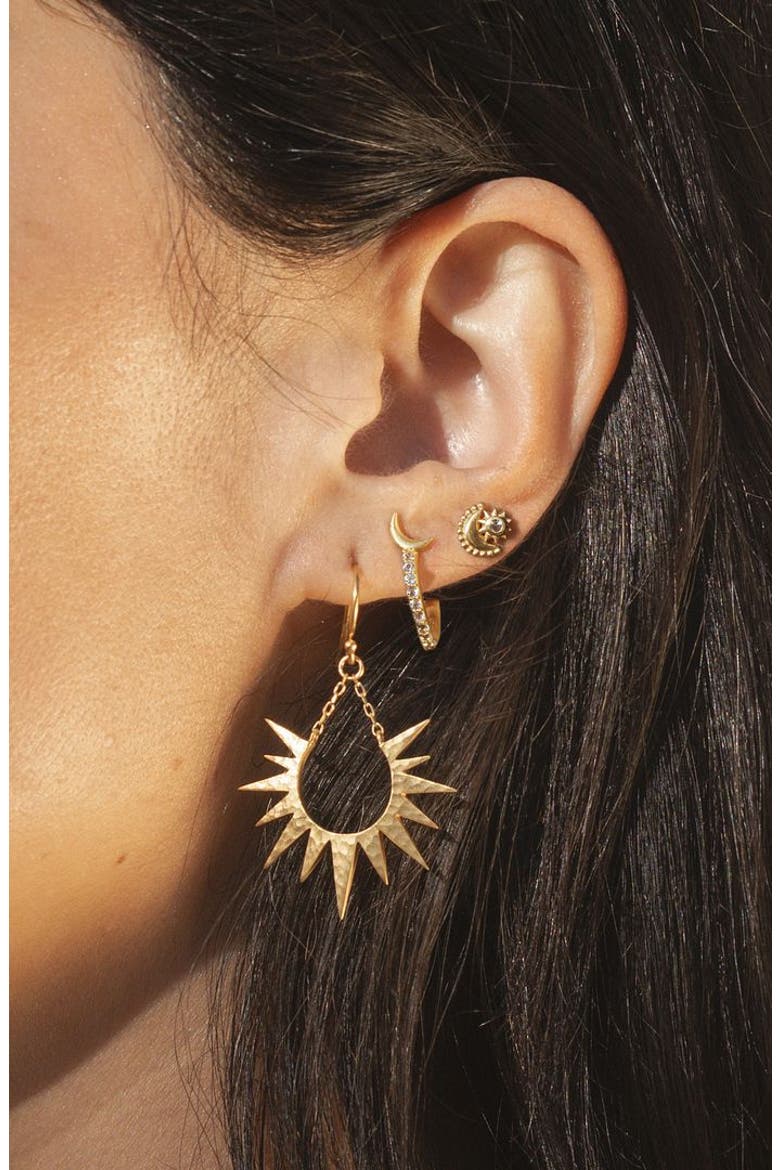 Lucent Glow Starburst Linear Drop Earrings, Alternate, color, Gold