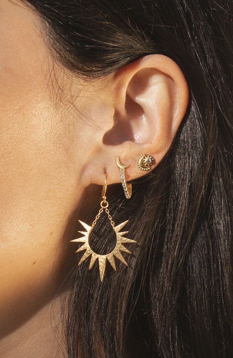 Satya Jewelry Lucent Glow Starburst Linear Drop Earrings, Alternate, color, Gold