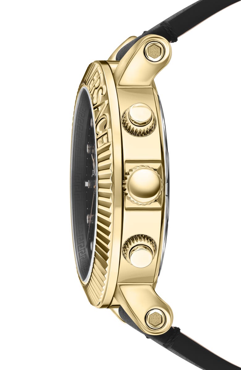 Versace V-Chrono Classic Leather Strap Watch, 45mm, Alternate, color, Gold