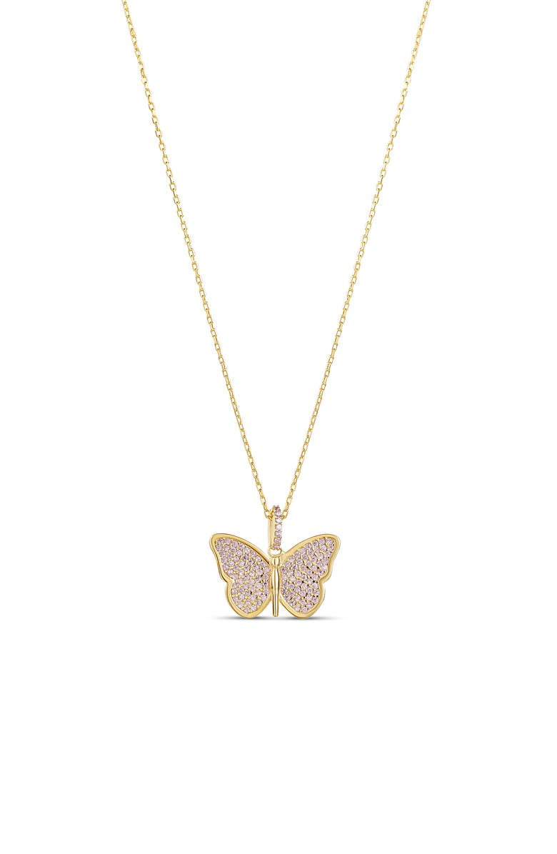 SHYMI Pavé Cubic Zirconia Butterfly Pendant Necklace, Main, color,