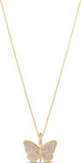 SHYMI Pavé Cubic Zirconia Butterfly Pendant Necklace