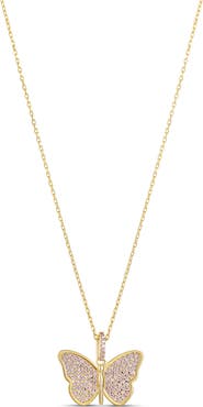 SHYMI Pavé Cubic Zirconia Butterfly Pendant Necklace