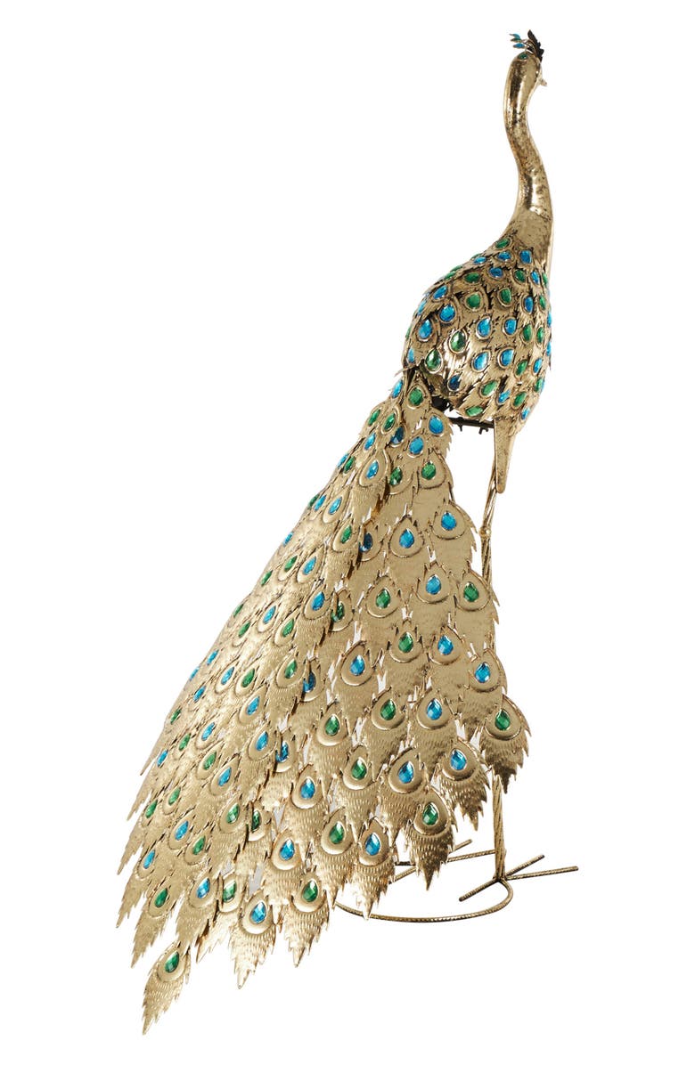 UMA Crystal Peacock Garden Sculpture, Alternate, color, Goldtone