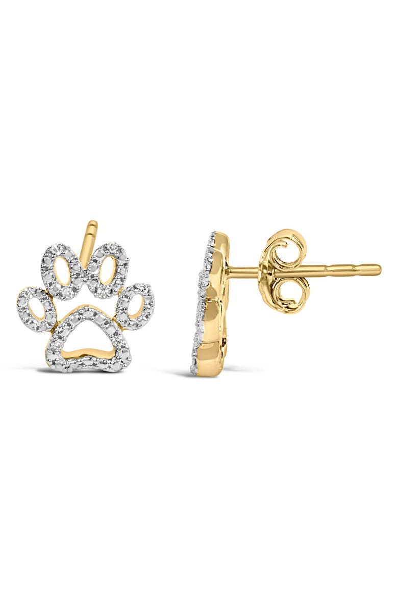 Gold Vermeil Diamond Accent Pet Paw Earring, Alternate, color, Silver