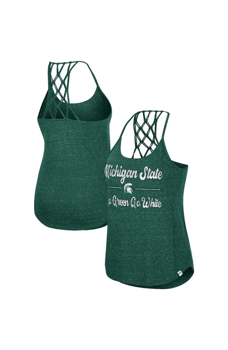 COLOSSEUM Women's Colosseum Green Michigan State Spartans Glenda Macrame Racerback Scoop Neck Tank Top, Alternate, color, 