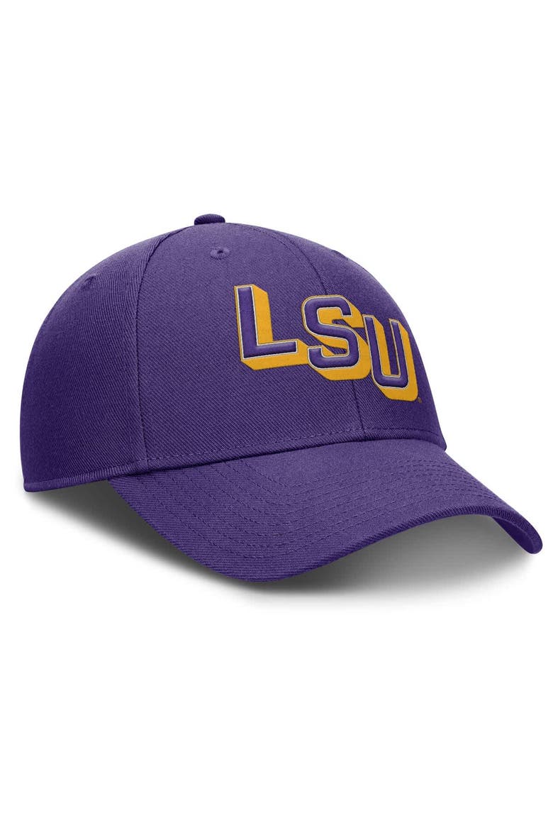 Men's Nike Purple LSU Tigers Slanted Primetime Rise Performance Adjustable Hat, Alternate, color, Purple