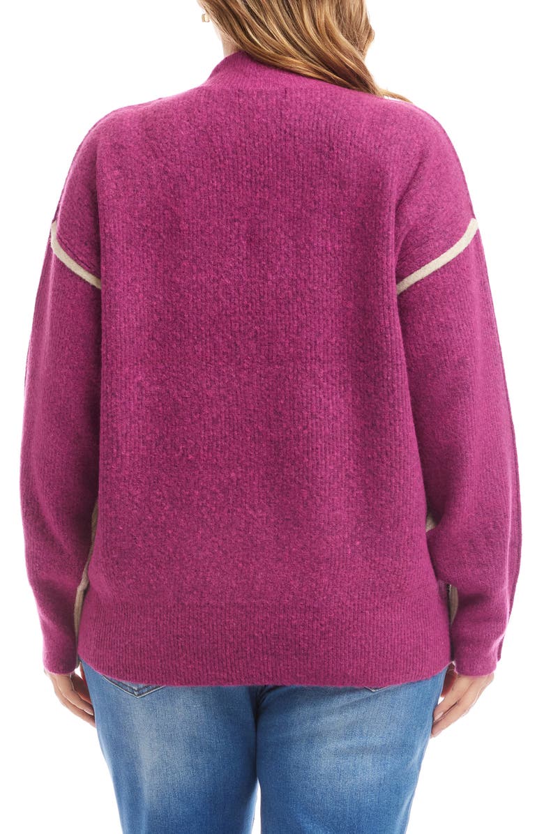 Karen Kane Colorblock Mock Neck Sweater, Alternate, color, Oatmeal W/ Orchid