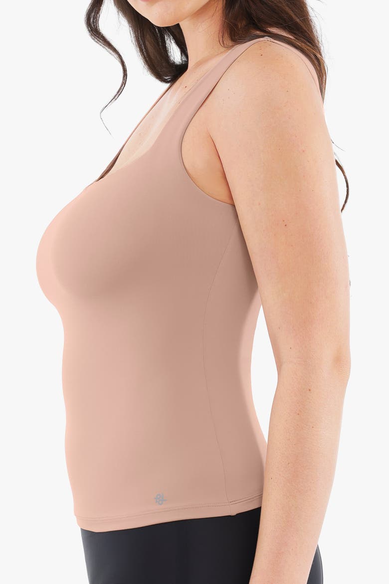 Cloud Touch Snatched Double Layer Tummy Control Sleeveless Tank Top, Alternate, color, Beige Overflow