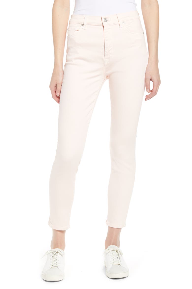 High Waist Ankle Skinny Jeans, Main, color, SOLID PINK