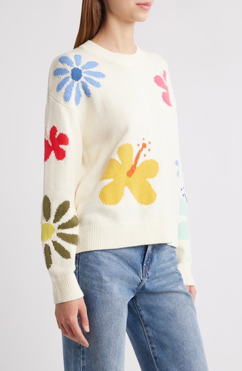 Rails Zoey Floral Intarsia Cotton Blend Sweater, Alternate, color,