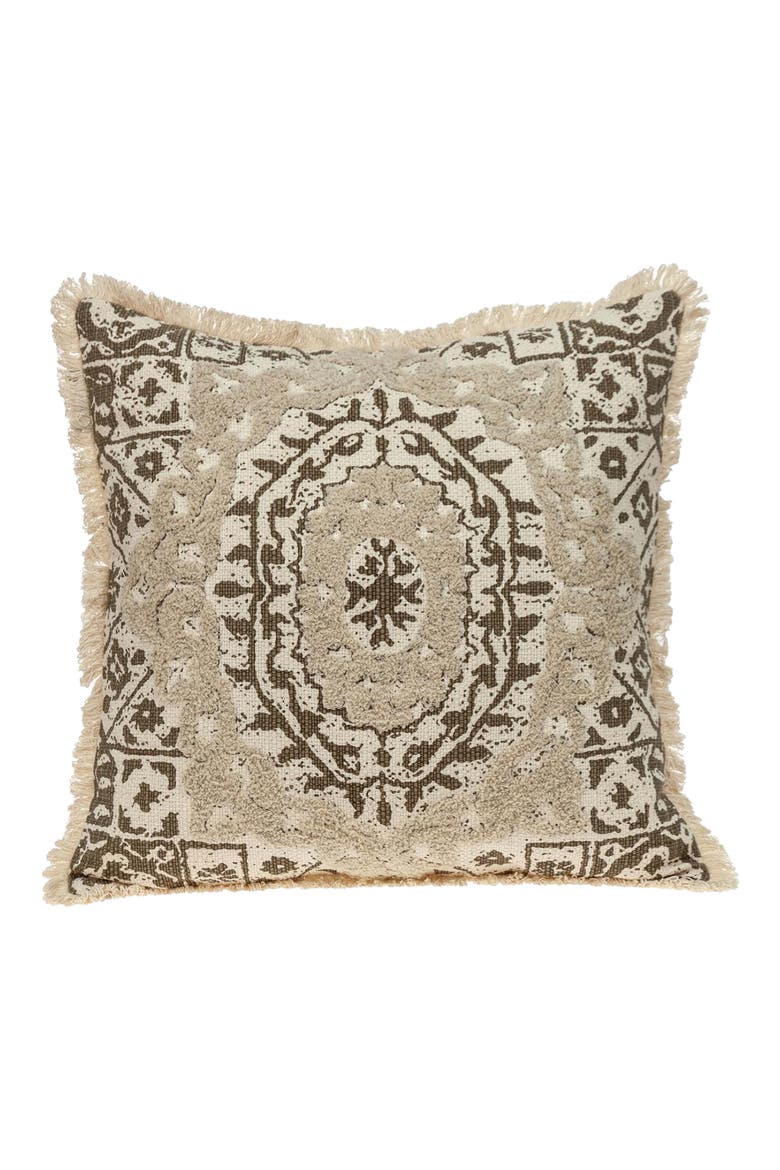 Abu Cotton Throw Pillow, Main, color, BEIGE