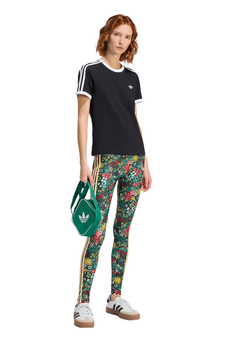 3S Floral Print Leggings, Alternate, color, BLACK/ BOLD GREEN