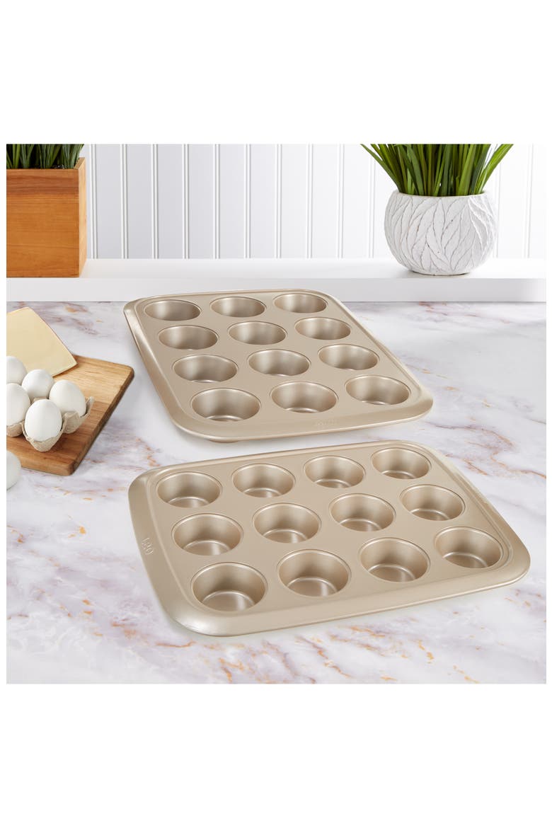 Leo Balance 2-Piece Muffin Pan Set, Alternate, color, GOLDEN
