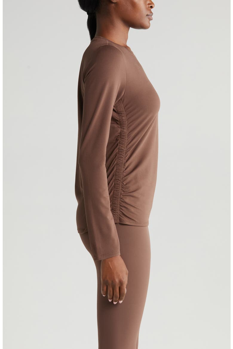 Ruched Long Sleeve T-Shirt, Alternate, color, BROWN FAWN