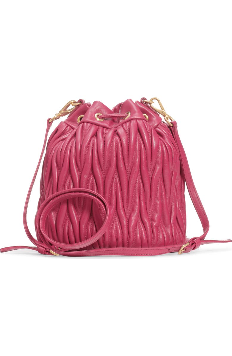 Miu Miu Small Matelassé Leather Bucket Bag, Alternate, color,