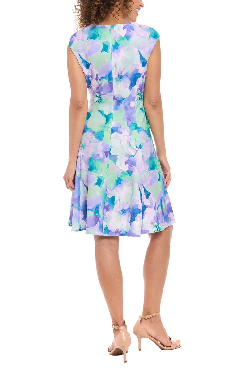 London Times Floral Cap Sleeve Fit & Flare Dress, Alternate, color, 