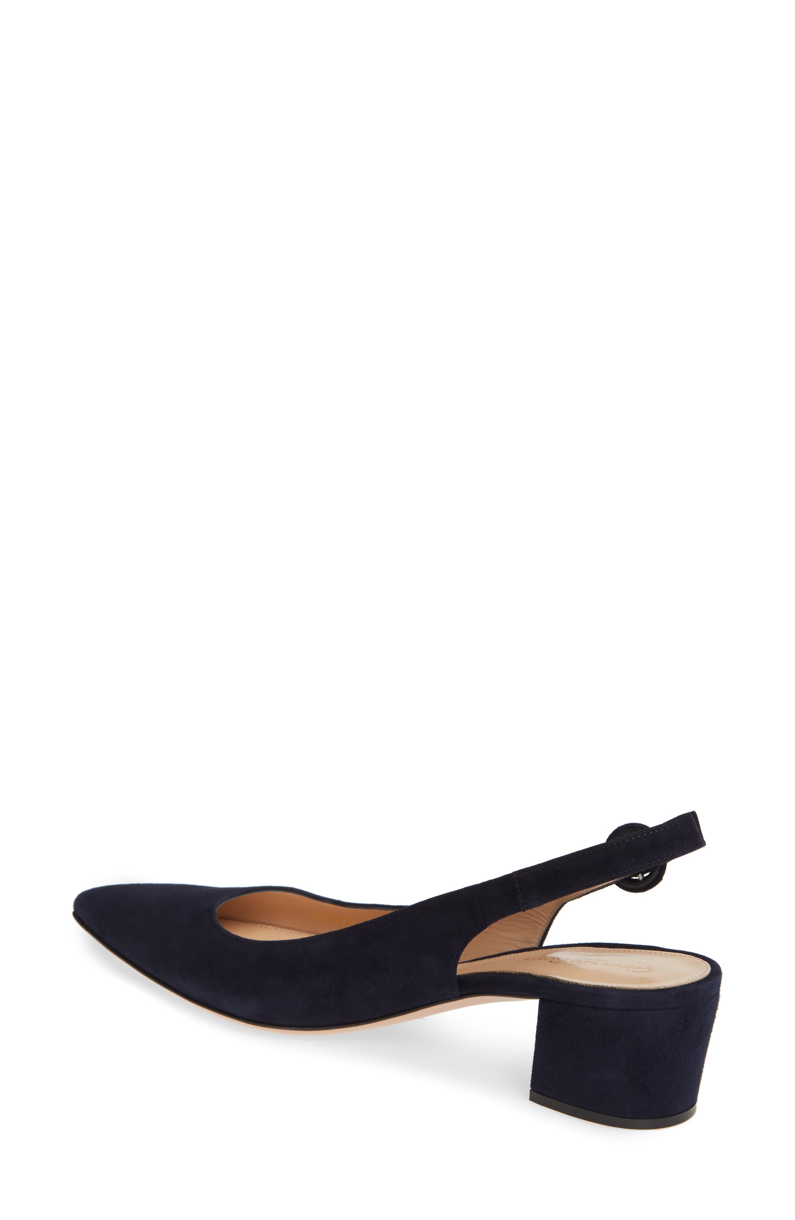 Buckle Pointed Toe Slingback Pump, Alternate, color, DENIM SUEDE