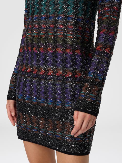 Missoni Mini Dress With Chevron And Stripe Pattern In Multi