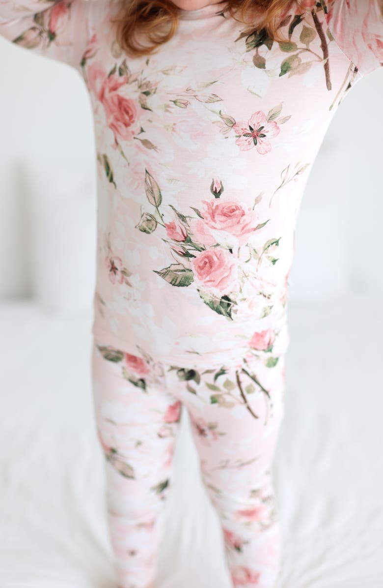 Posh Peanut Kids' Vintage Rose Fitted Two-Piece Pajamas, Alternate, color, 
