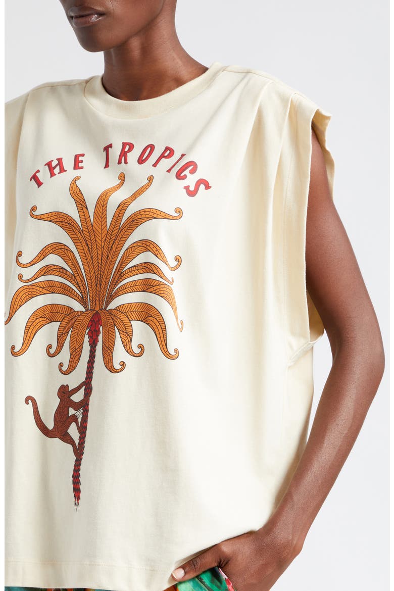 The Tropics Cotton Graphic Muscle T-Shirt, Alternate, color, SAND