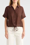 Adrianna Papell Short Sleeve Tie Hem Button-Up Shirt