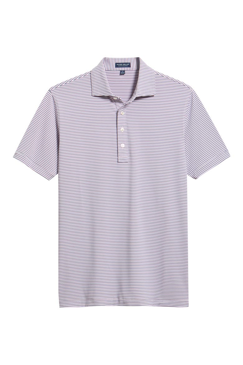 Rondo Crown Crafted Stripe Performance Jersey Polo, Alternate, color, WHITE / LIGHT MOCHA