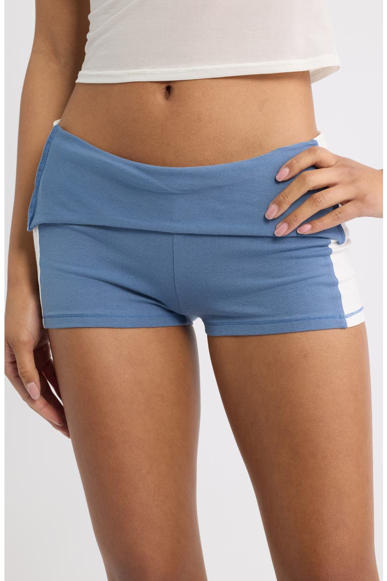 Foldover Stretch Cotton Mini Shorts, Alternate, color, MULTI