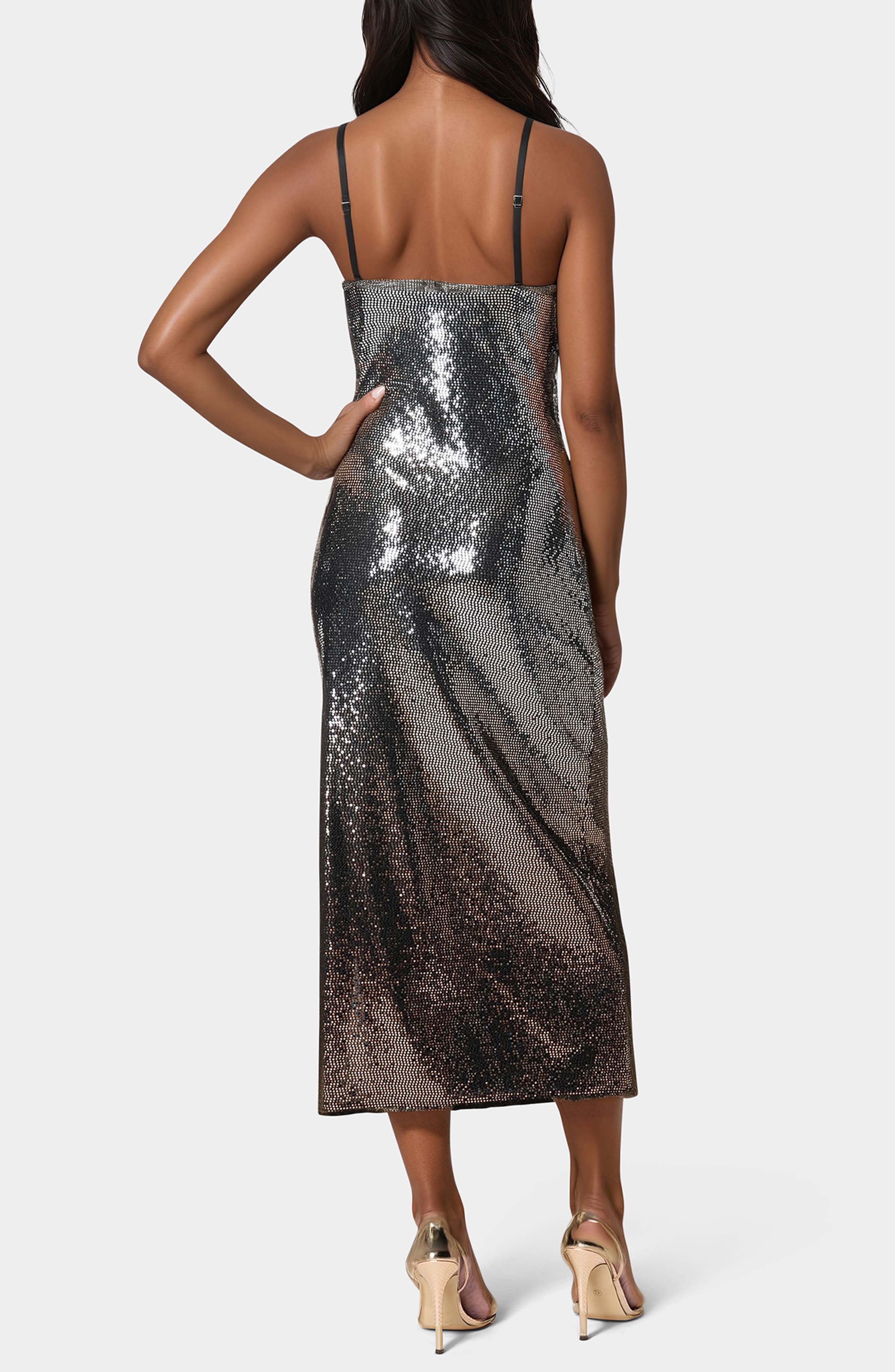 Ombre Metallic Dot Print Midi Dress - image 2