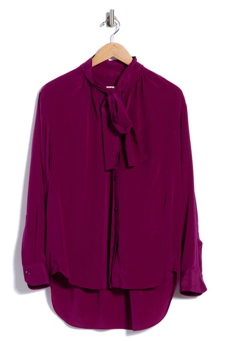 Vivi Silk Blend Tie Neck Top, Main, color, JEWEL