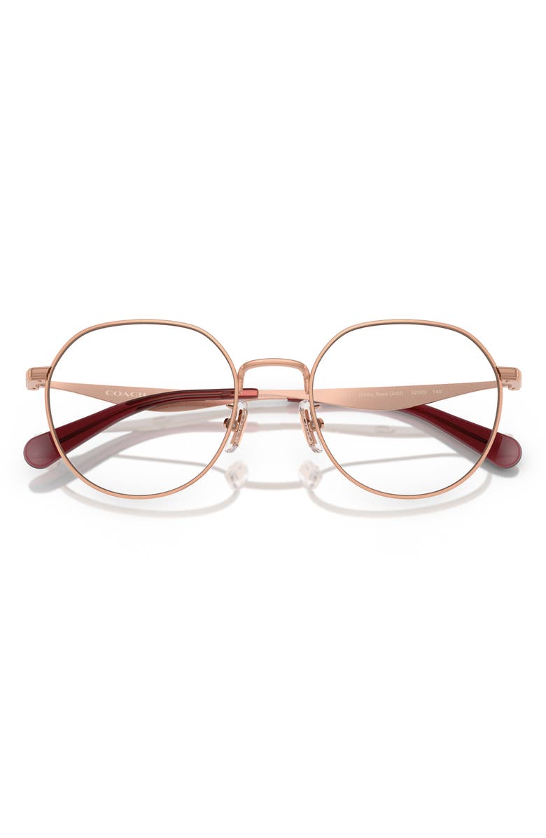 COACH 52mm Round Optical Glasses, Alternate, color, Shiny Rose Gold / Demo Lens