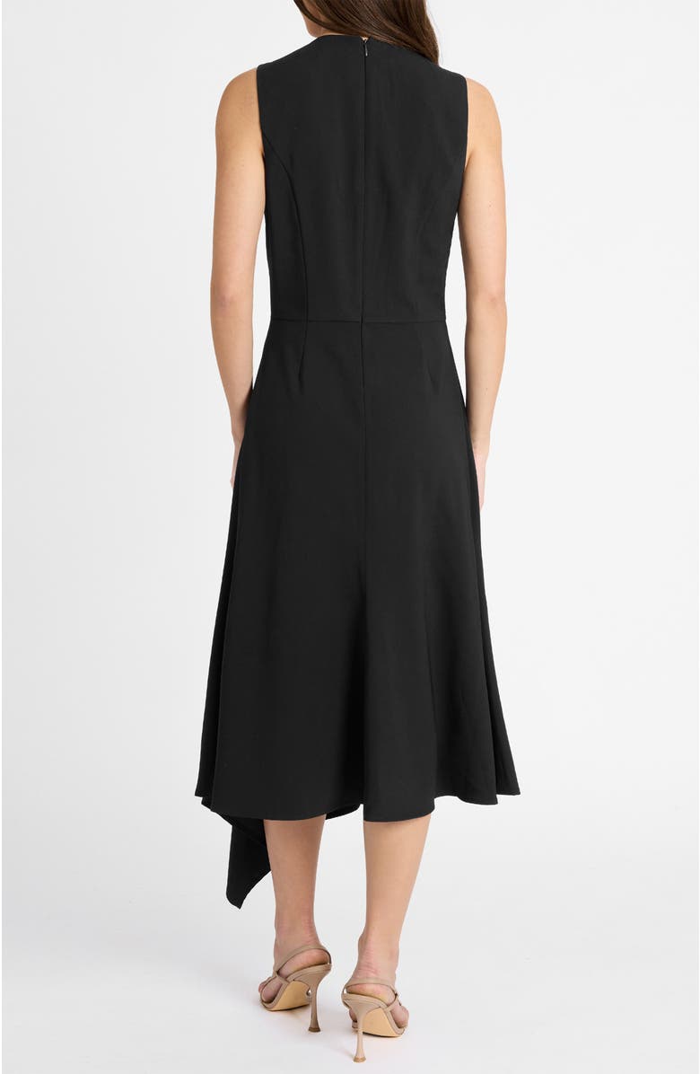 Santorelli Kylie Sleeveless Asymmetric Midi Crepe Dress, Alternate, color, Black