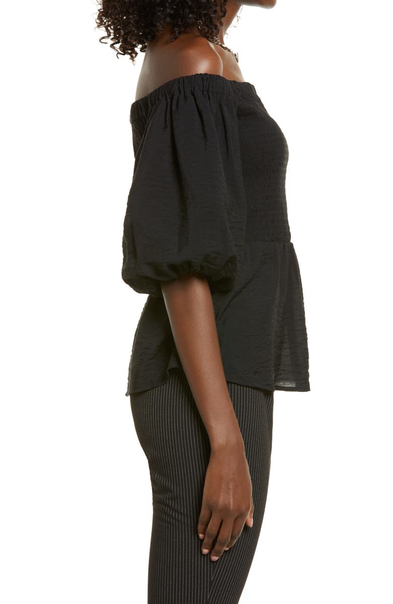 Open Edit Smocked Puff Sleeve Top, Alternate, color,