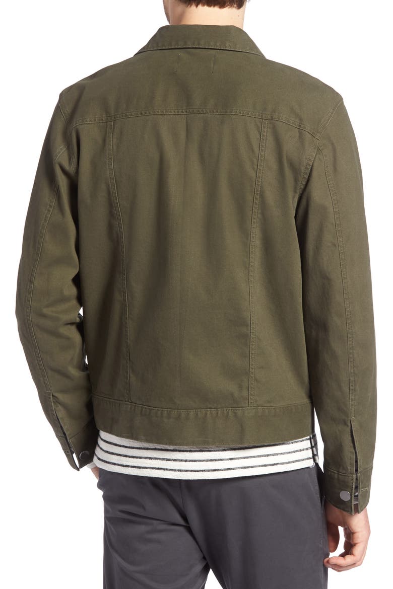 Stretch Cotton Trucker Jacket, Alternate, color, GREEN FOREST