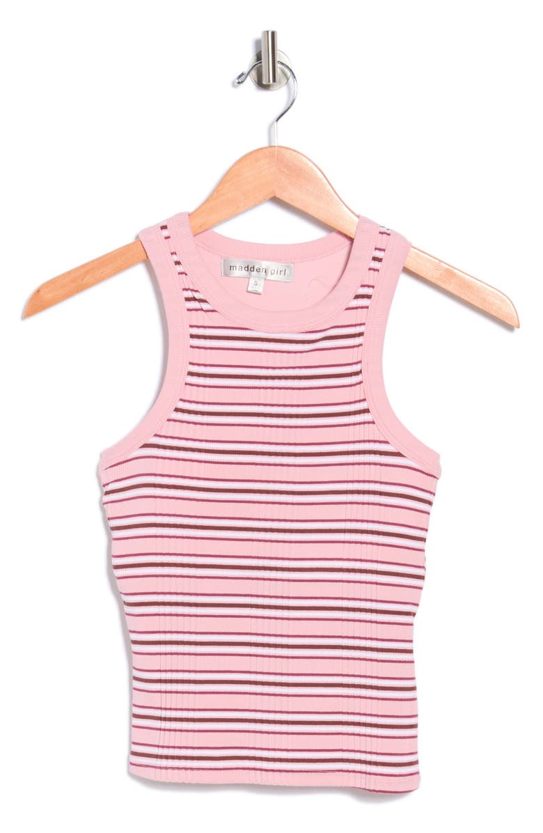 Madden Girl Stripe Rib Tank, Alternate, color, Pink Combo